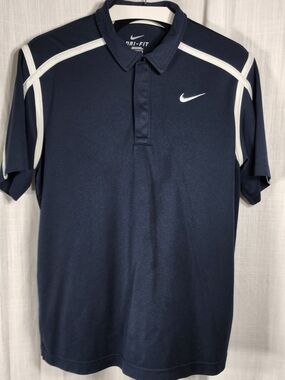 Nike Men's Dri-FIT Black Polo with White Accents